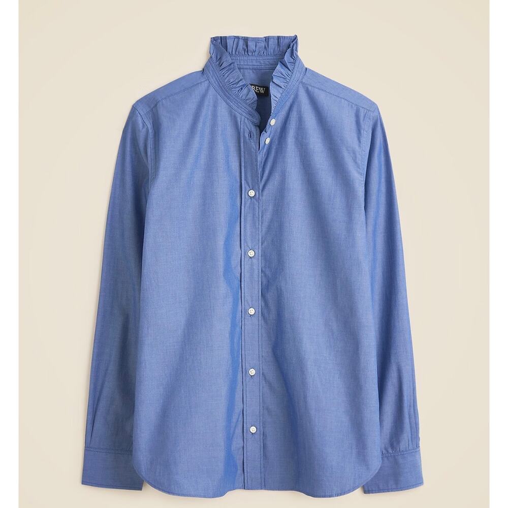 J. Crew Jules ruffle-collar shirt in cotton poplin White NWT size 4 Tall
